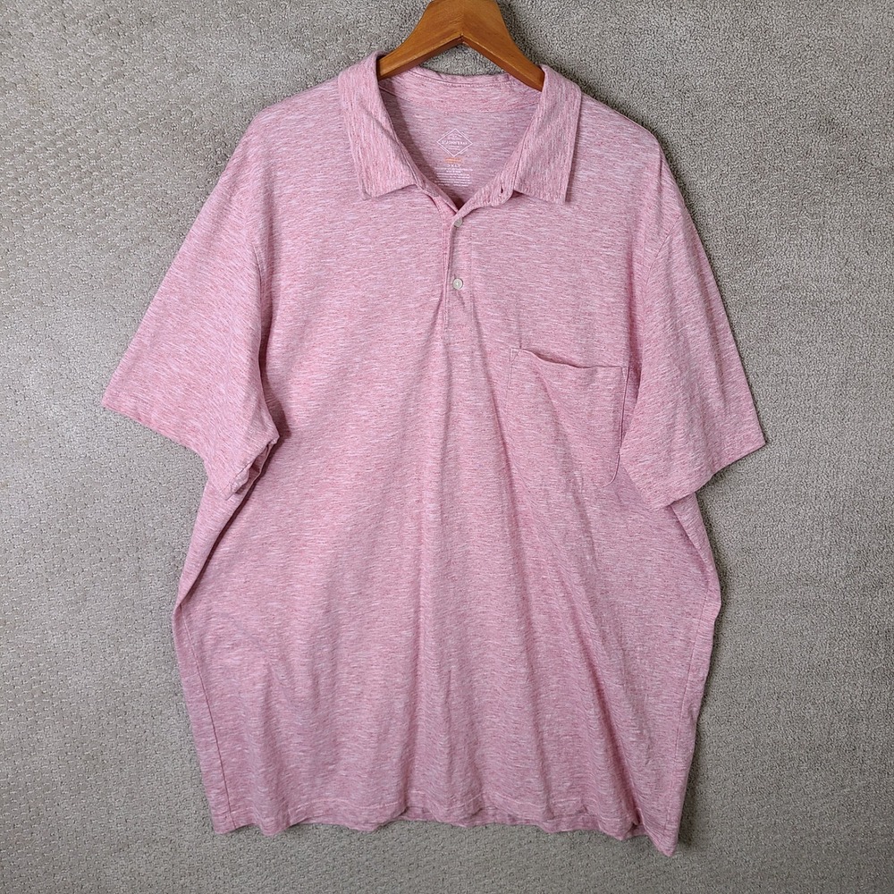 St Johns Bay Shirt Mens 3XLT‎ Pink Short Sleeve Polo Super Soft Classic Fit